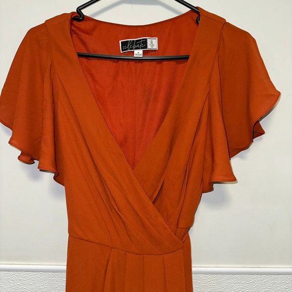 Celebrate DB Studio Burnt Orange Size 4 Women’s Wedding Formal Wrap Dress - Picture 9 of 16
